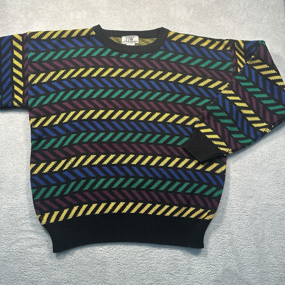 Vintage 90s TJW by Mervyns Multicolor Patterned Sweater Mens Large Acrylic‎